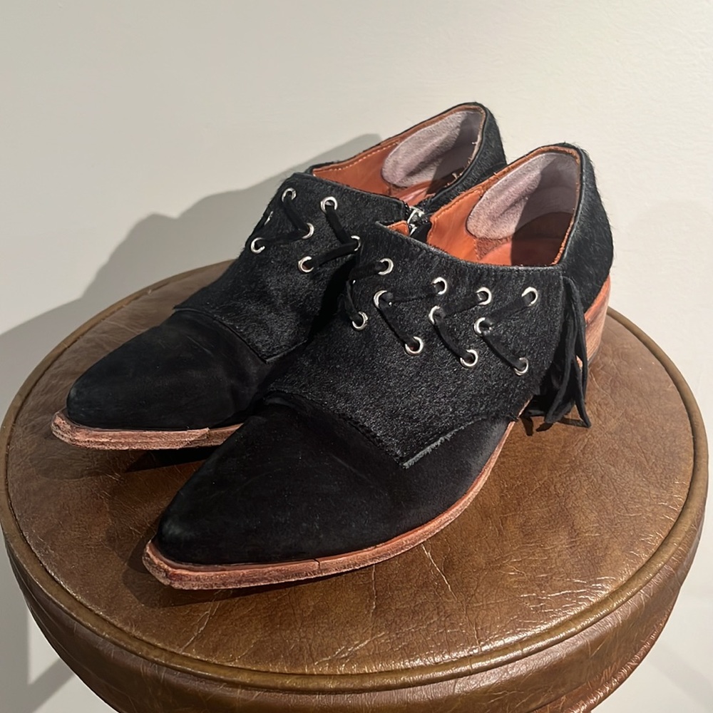 Prune Cowhide Ankle Boots